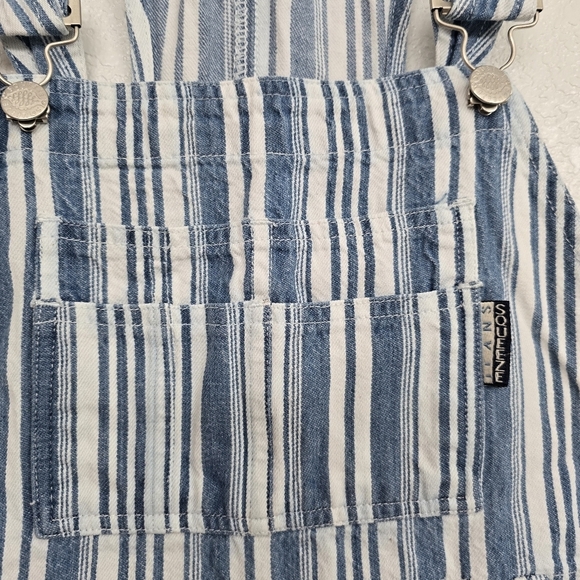 Squeeze Jeans Overall Shorts Denim Blue y2k Eyelace Ruffle Trim Whimsy Cottage L - Picture 8 of 15